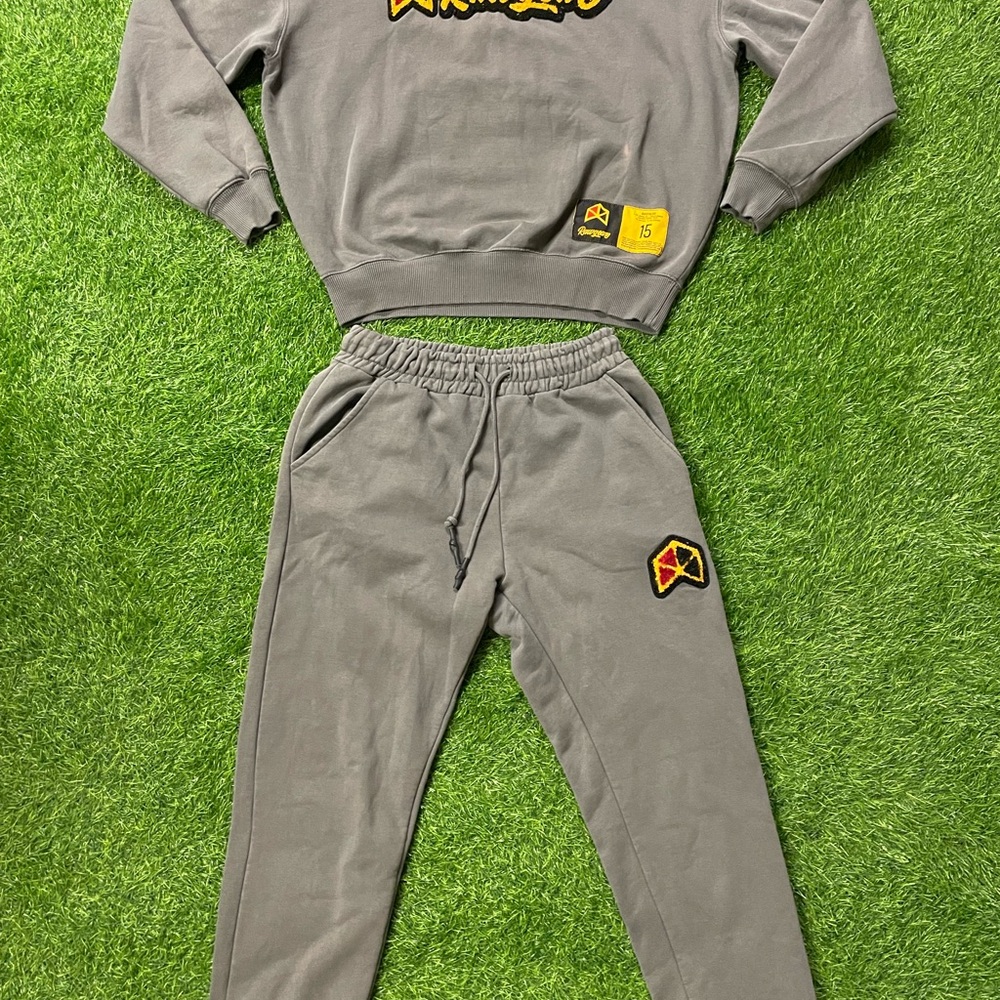 Raw gear gym bodybuilding weightlifting 2 piece tracksuit crewneck joggers sz S